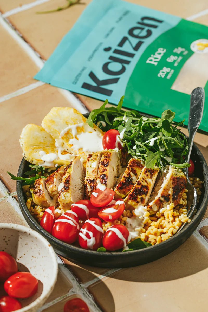Mediterranean Rice Bowl with Chicken (Low Carb) - Kaizen Food Company