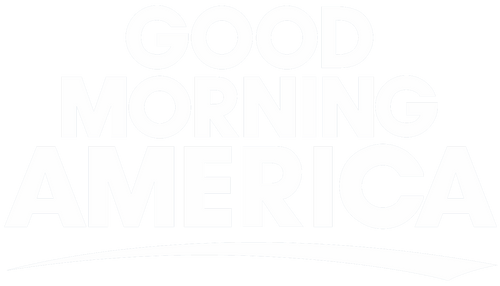 Bold white text on a black background reads Good Morning America with a curved line beneath the word America.