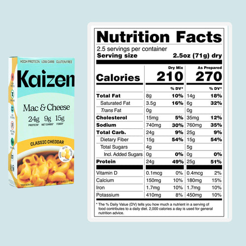 Kaizen Low Carb Classic Cheddar Mac Nutrition
