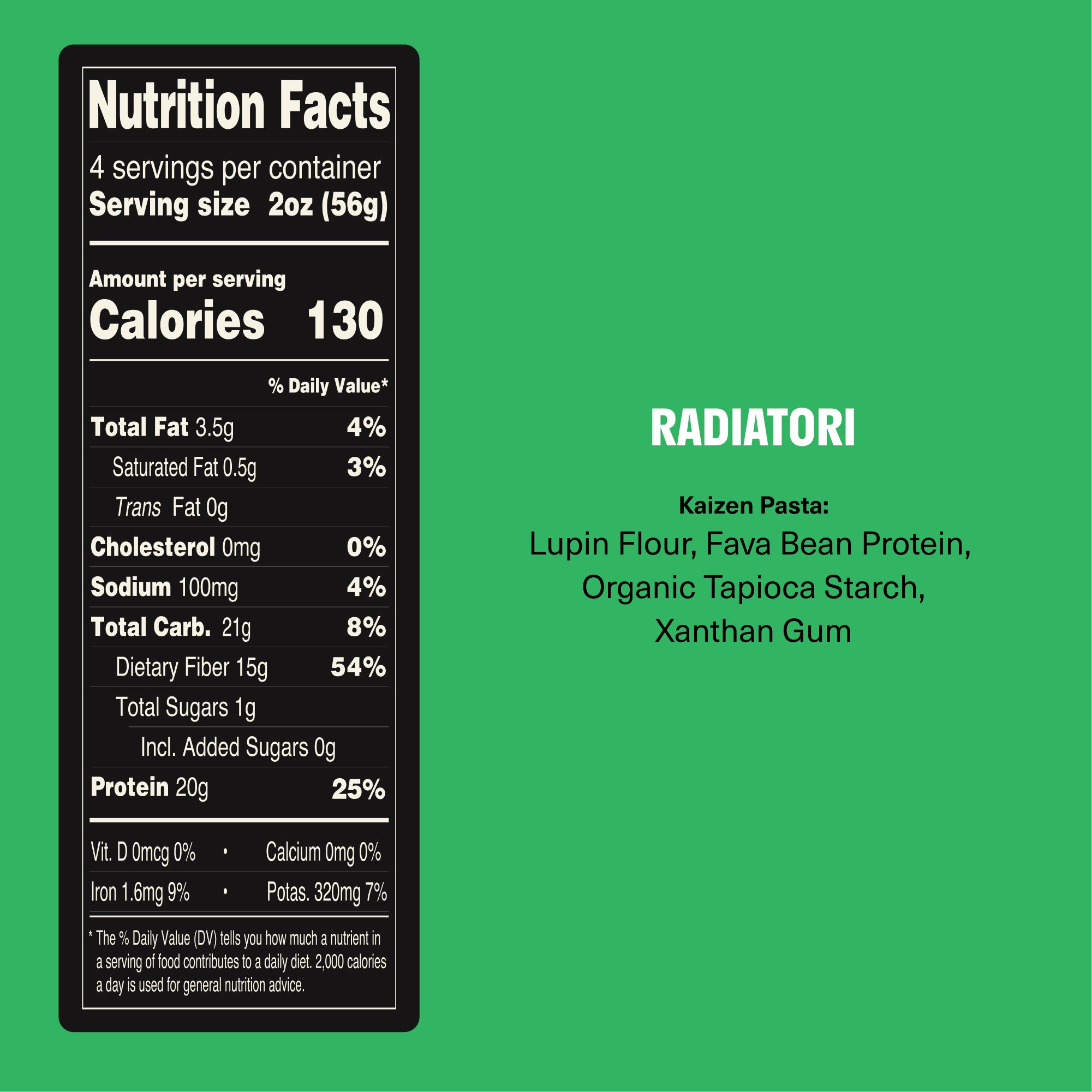 Low Carb Radiatori Pasta | Kaizen Food Company
