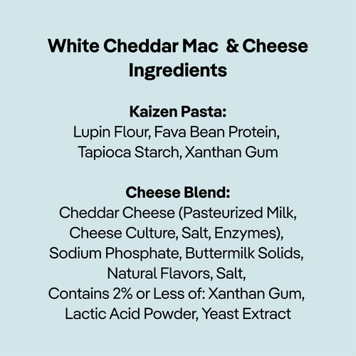 Kaizen Low Carb White Cheddar Mac Ingredients