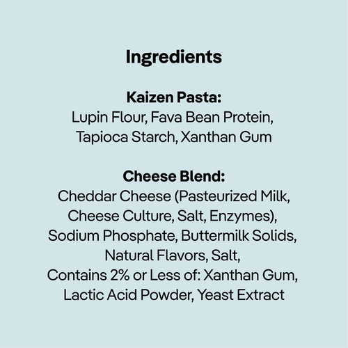 Kaizen Low Carb White Cheddar Mac & Cheese Ingredients